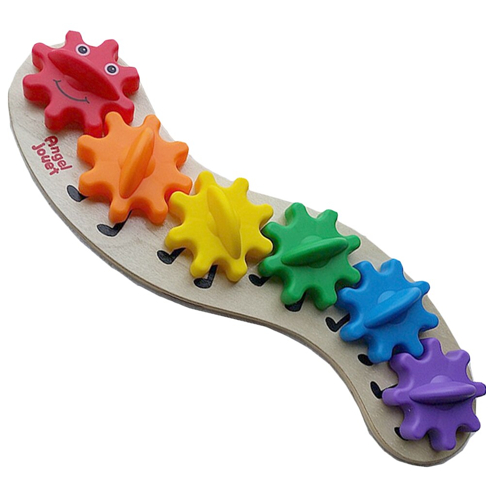 Children&#39;S Education Wooden Gear Assembly Caterpillar Toys Assembling Blocks Colorful Sorting Color Cognitive Board Toys: Default Title