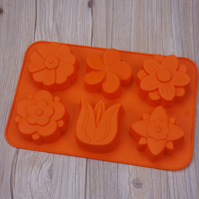 Tulp Bloem 6 Holte Zeep Mal Cakevorm Handgemaakte Craft Siliconen Mallen Voor Zeep Maken Diy Cake Decoratie Bakken Tools
