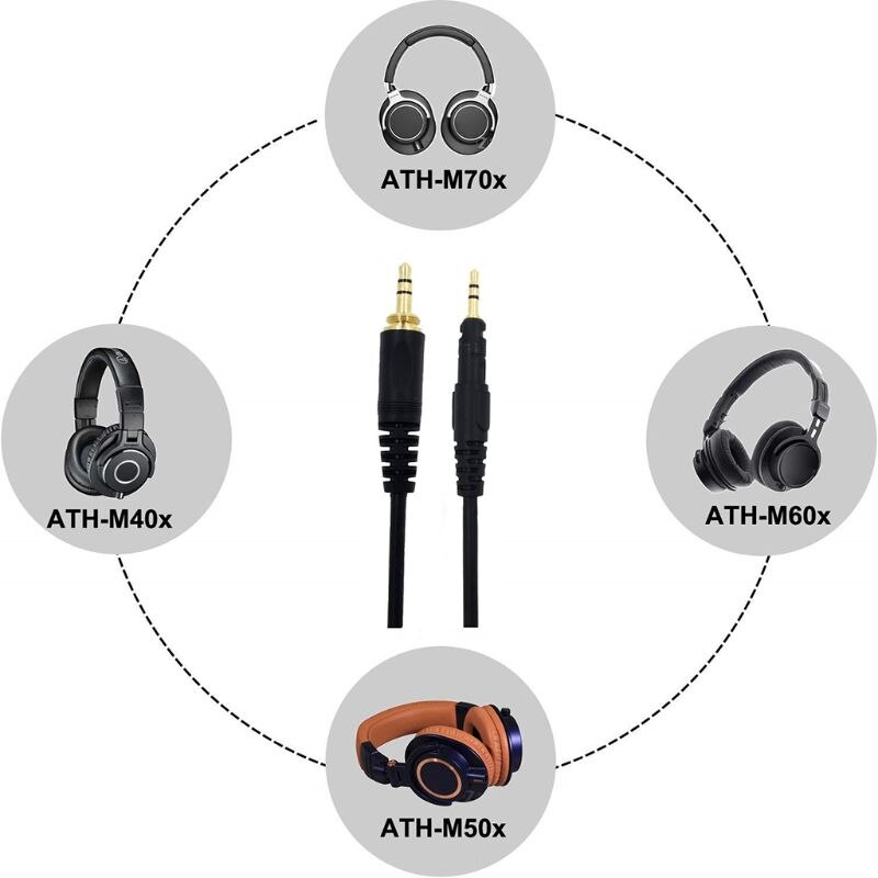 Vervangende Kabel Voor Audio-Technica ATH-M50X M40X M60X M70X Hoofdtelefoon Past Veel Hoofdtelefoon 23 AugT2 6.35Mm Conversie Hoofd