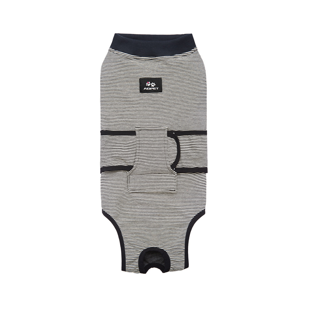 Herstelpak voor honden na operatie, zachte ademende hondenbodysuit E-kraag en kegel Alternatieve chirurgische kleding voor grote honden: M / Black