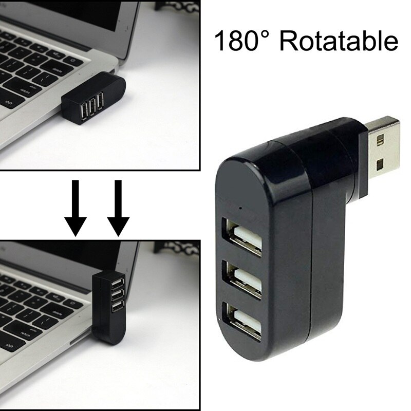 For Laptop For PC Hub USB Rotate Splitter Mini Adapter 3 Ports