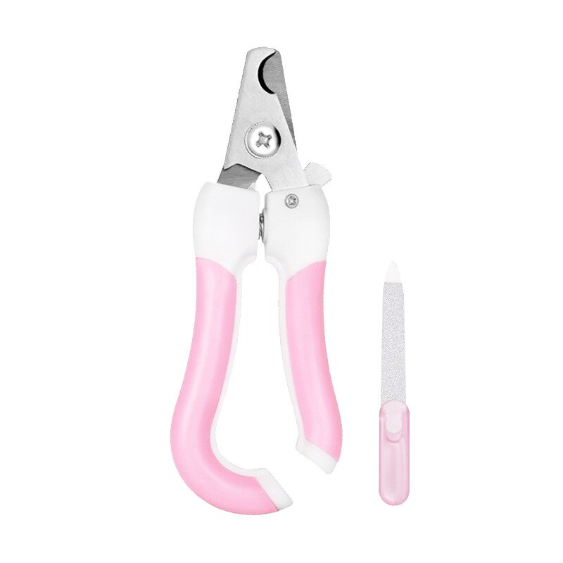 Pet Cat Dog Nail Clipper Cutter Stainless Steel Grooming Scissors Clippers Claw Nail Scissors with Lock: Pink B / L