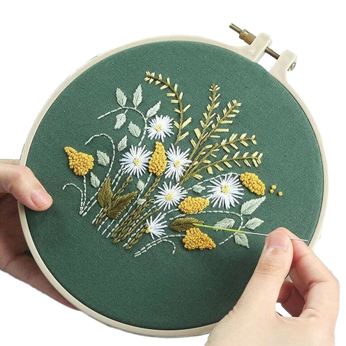 DIY Stamped Embroidery Starter Kit Embroidery Cloth Color Threads Tools Kit