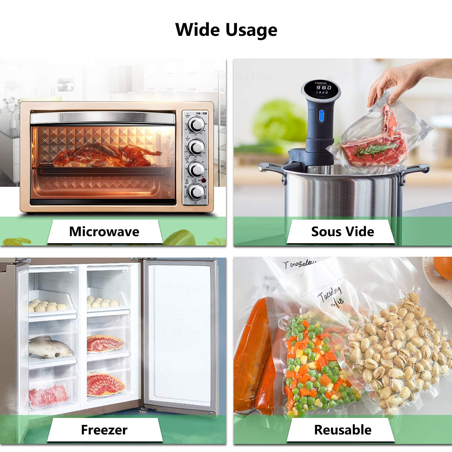 Sous vide rullpåsar för vakuumförpackningsmaskin förpackning matförvaring vakuumpåsar för vakuumförslutare längd  is 1500cm