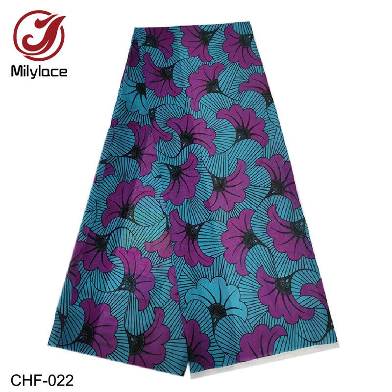 Afrikaanse Chiffon stof Digitale wax patroon Chiffon stof 5 yards per lot voor zomer jurken CHF-020-024: CHF-022