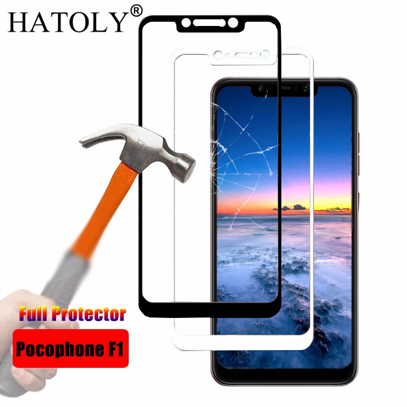 2PCS Gehard Glas Voor Xiaomi Pocophone F1 Screen Protector Xiaomi Little F1 Volledige Cover Xiaomi Pocophone F1 3D Gebogen rand Film