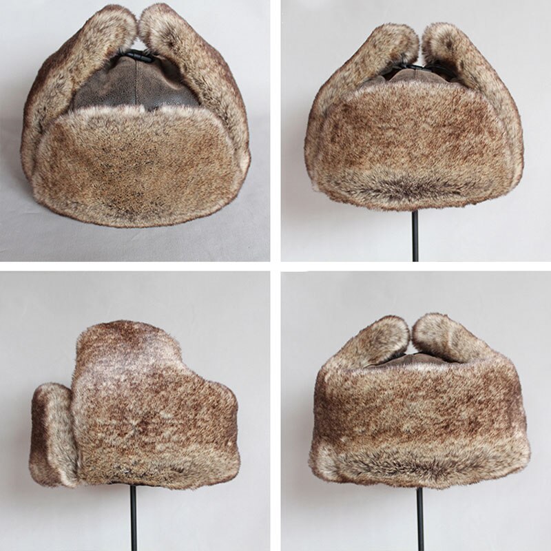 Daiwa Winter Bomber Hats Winter Fishing Men Warm Skiing Outdoor Hat with Ear Flap Pu Leather Fur Trapper Cap Earflap