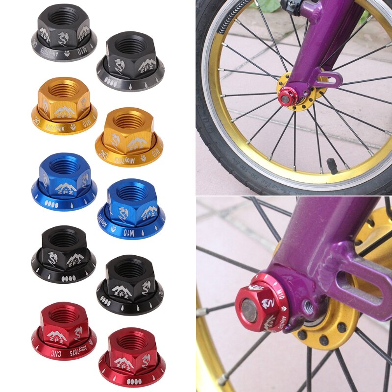 2pcs/bag Bicycle Hub Nut M10 Fixed Gear MTB Road Bike Screw Bolt Aluminum Alloy for Motorcycle Bicycle Bike