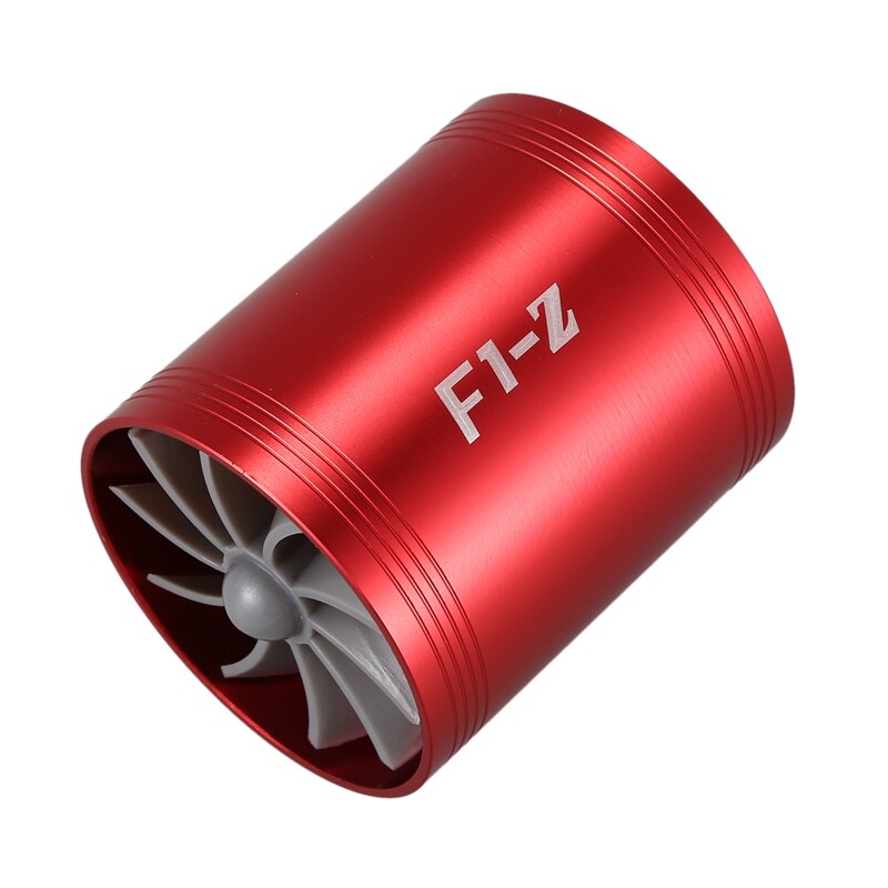 Double Turbine Turbo Charger Air Intake Gas Fuel Saver Fan for Car (red)
