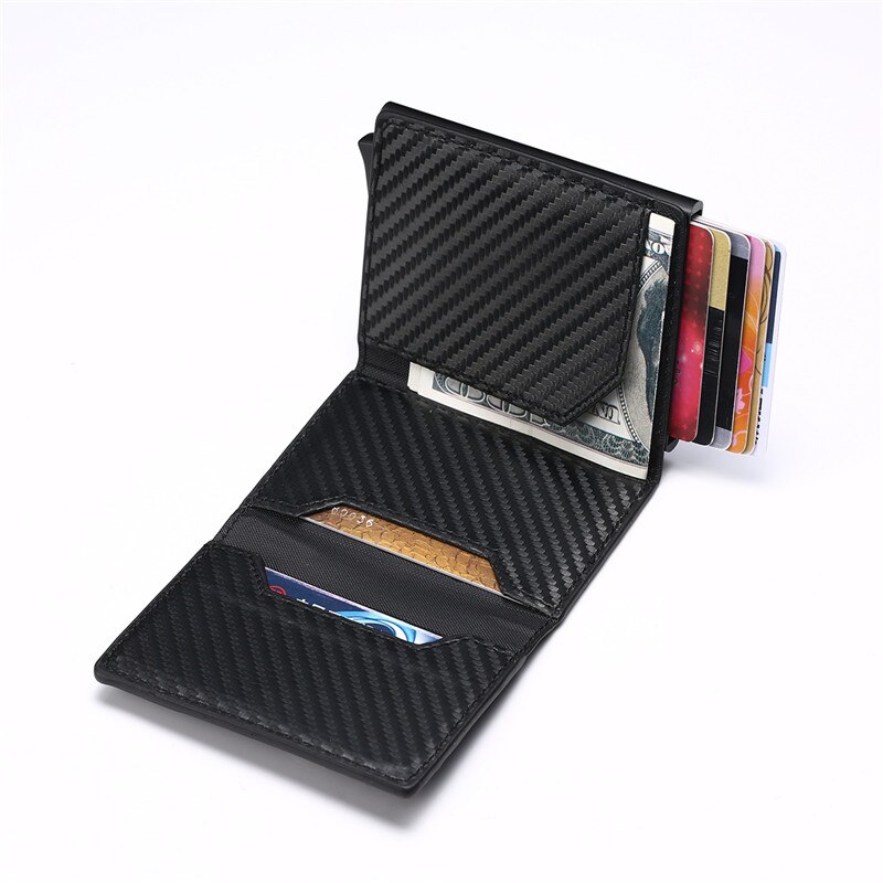 Bycobecy – portefeuille intelligent Rfid en métal fin et fin pour hommes, porte-monnaie minimaliste Pop-Up