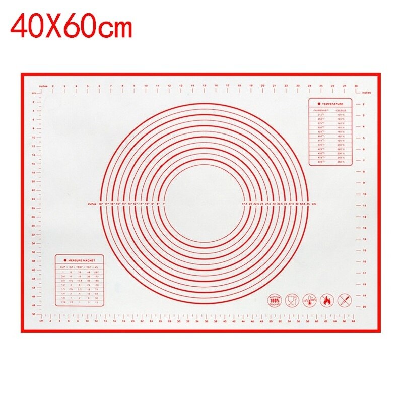 Küche Zubehör Spielereien Große Silikon zurück matt Blatt Pizza Teig Nicht-Stock Gebäck Kochen Werkzeuge Küche Utensilien Liefert: 60x40cm rot
