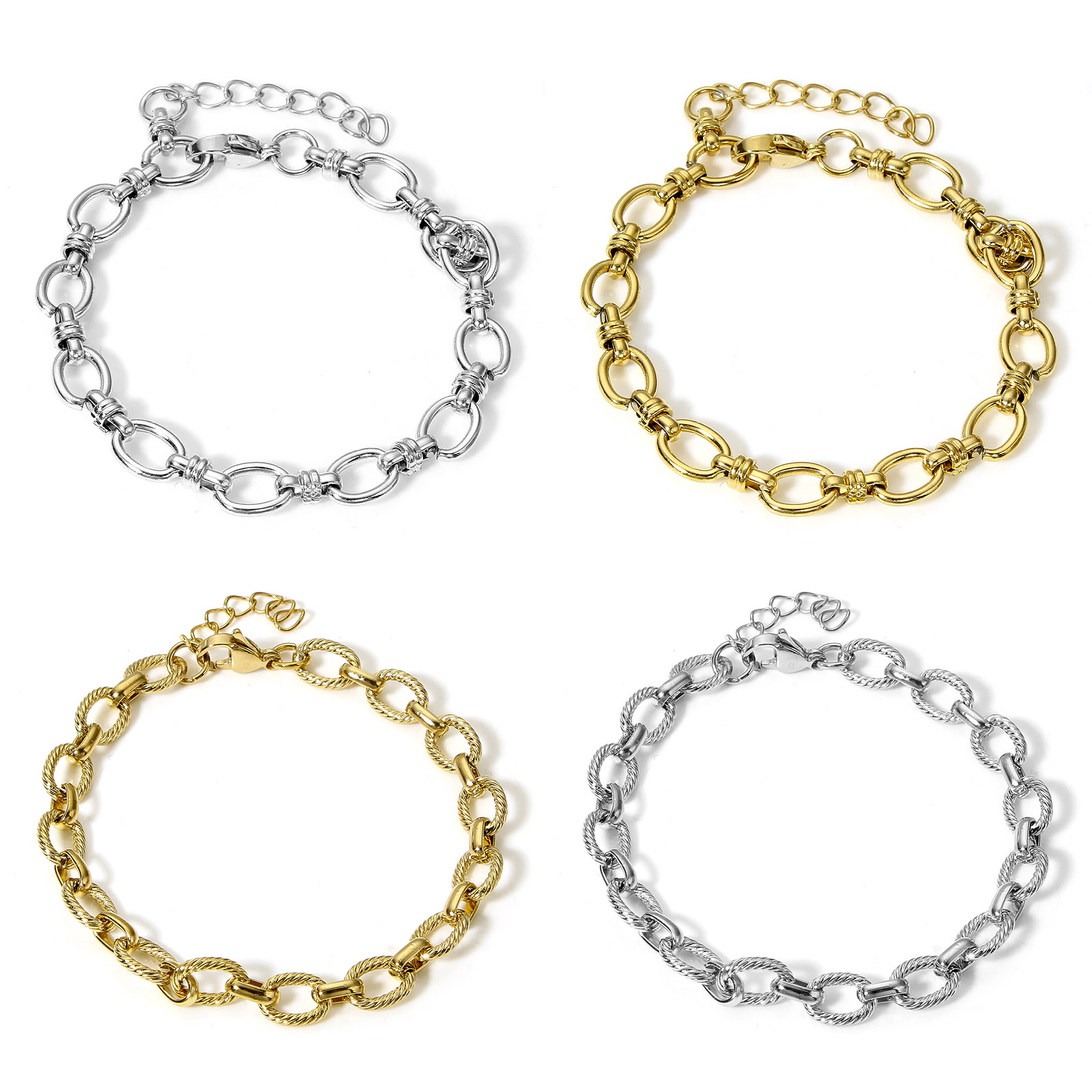 1 pulsera de cadena ovalada de acero inoxidable llamativa, pulsera de cadena de Metal Punk hecha a mano, exquisita para mujeres y hombres, de joyería de 17,5 cm