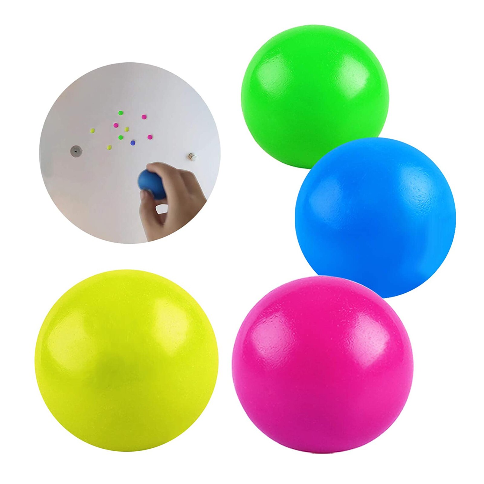 10Pcs Stick Wall Balls Luminous Sticky Fluorescent Ceiling Ball Target Ball Anti-stress Decompression Toys Squeeze toys