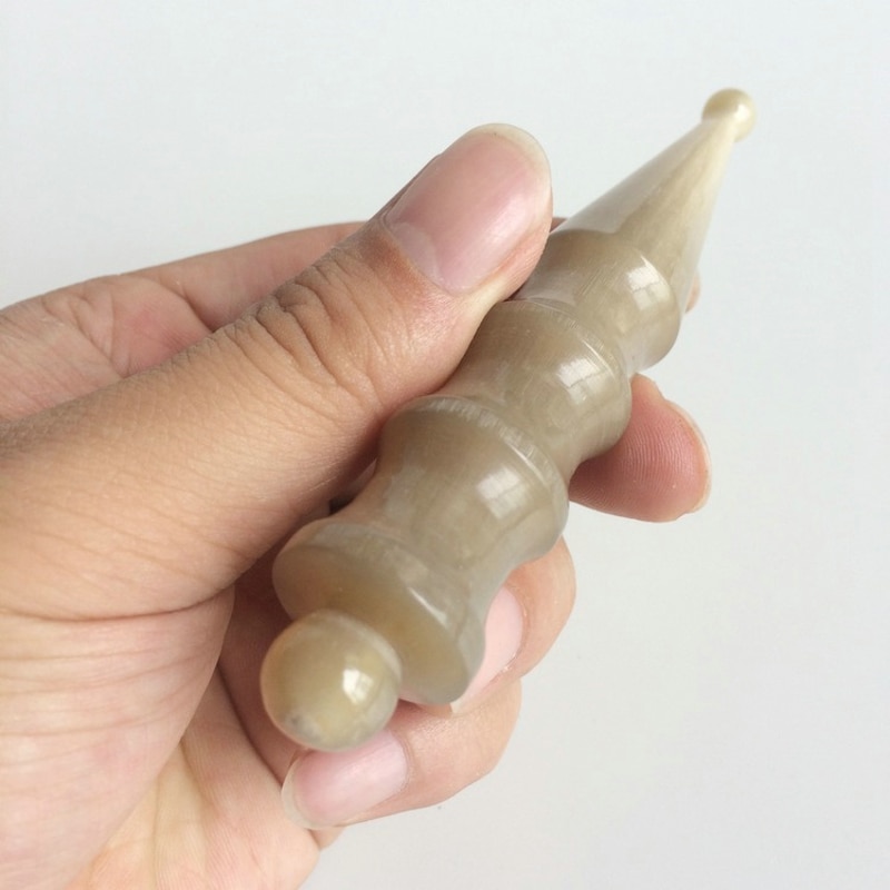 Authentic White Buffalo Horn Point Pen Acupuncture Cone Acupressure Care Tool Multi Function Massage Eye Rib Bar Facial Beauty