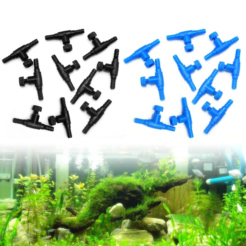 10 Pcs T-Shaped Aquarium Air Pump Control Valve Tee Connector Aeration Pump Q0KA