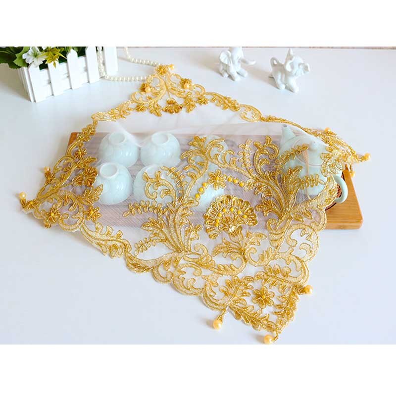 Luxus spitze Gold perlen stickerei ort tisch matt tuch Pad tasse becher gericht deckchen Tee Untersetzer tischset Weihnachten hochzeit küche
