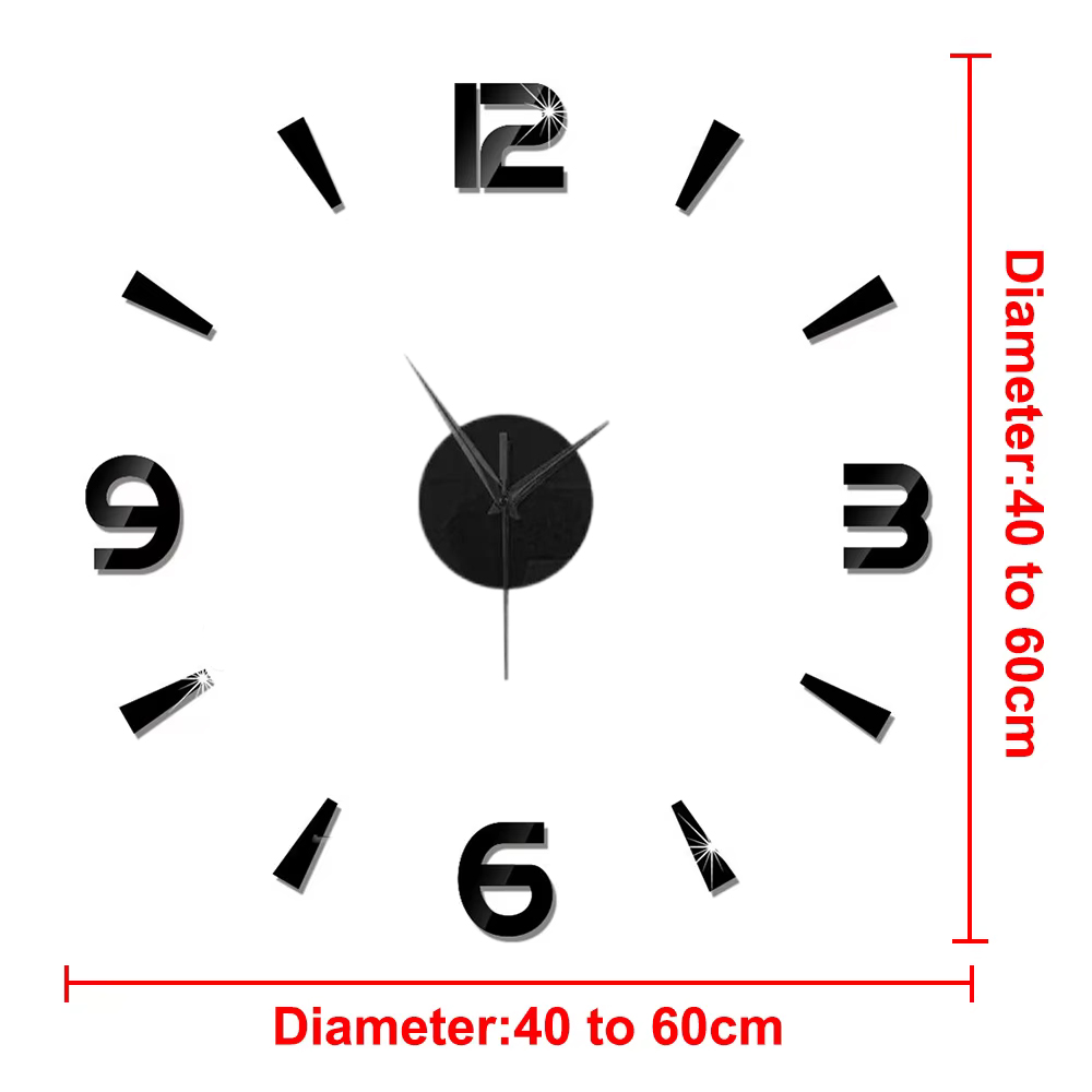 Relógio de parede moderno de 27 "~ 47", para decoração de sala de estar, sem moldura, faça você mesmo, com número de espelho, adesivo para decoração de quarto de casa: Transparente