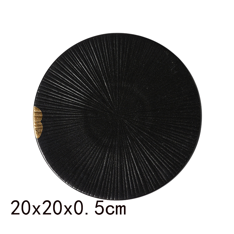 Chinese Style Model Room Restaurant Tableware Set Black And Gold Dining Table Display Set Embossed Flat Plate