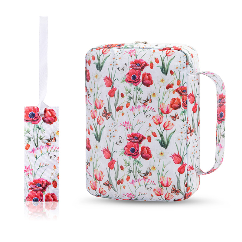 Bible Cover Case Floral Bible Cover Bag for Women, Stylish Functional Portable Bible Carrying Case Pockets Zipper Study: Yellow