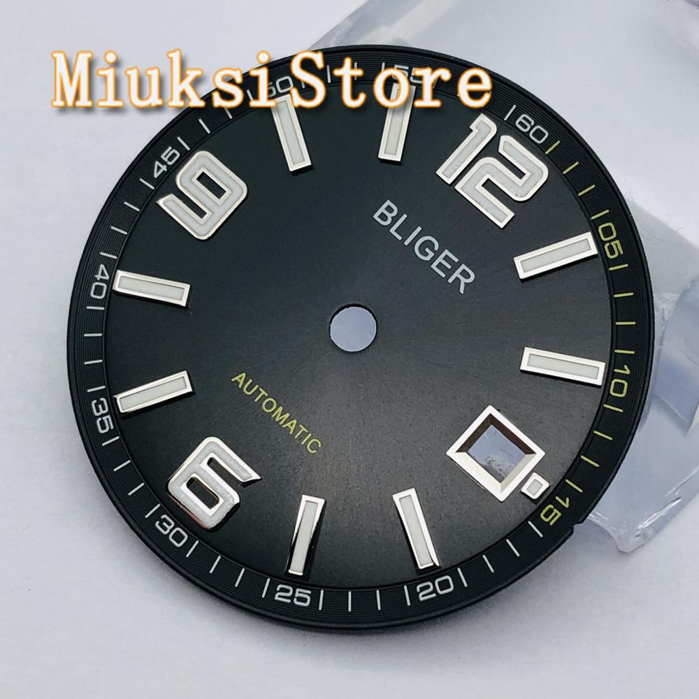Bliger 1 Pcs 31.5 Mm Steriele Wijzerplaat Fit Eta 2836 2824 DG2813 3804 Miyota 8215 821A 8205 Zeemeeuw 1612 Automatische Beweging: 1 Black with logo