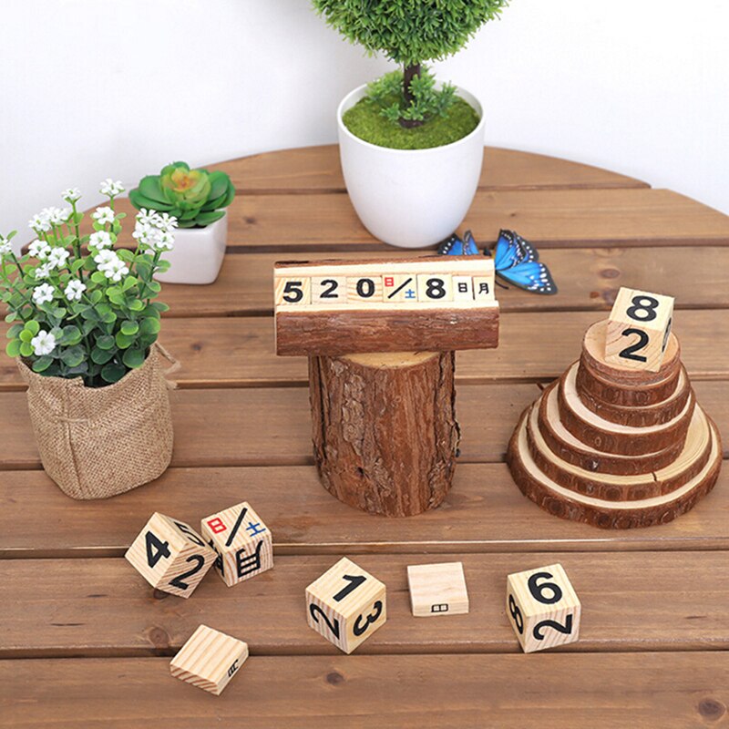 ¡Oferta! 1 Uds., calendario pequeño de madera maciza Manual , calendario de cuenta atrás, decoración de escritorio, adornos artesanales de madera para decoración del hogar