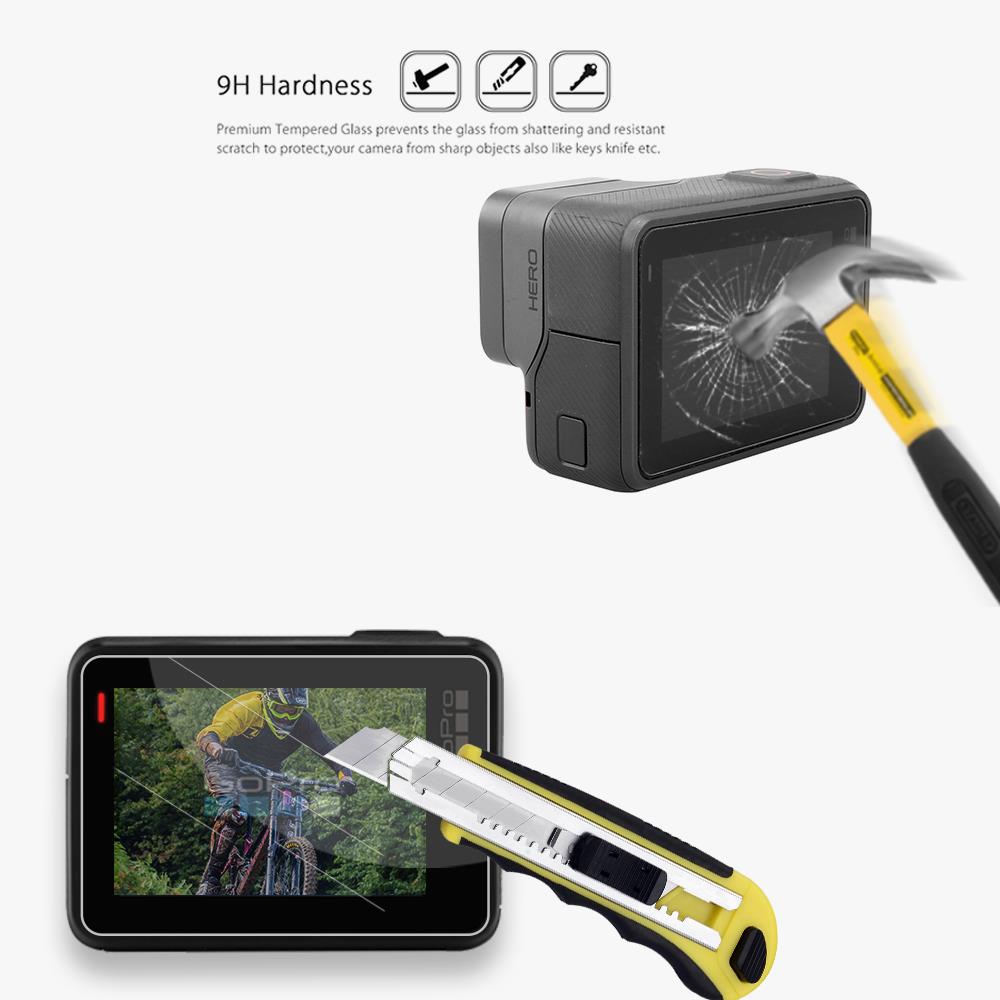 Película protetora vamson para go pro hero 7, película de vidro temperado para gopro capa de cobertura vp710g