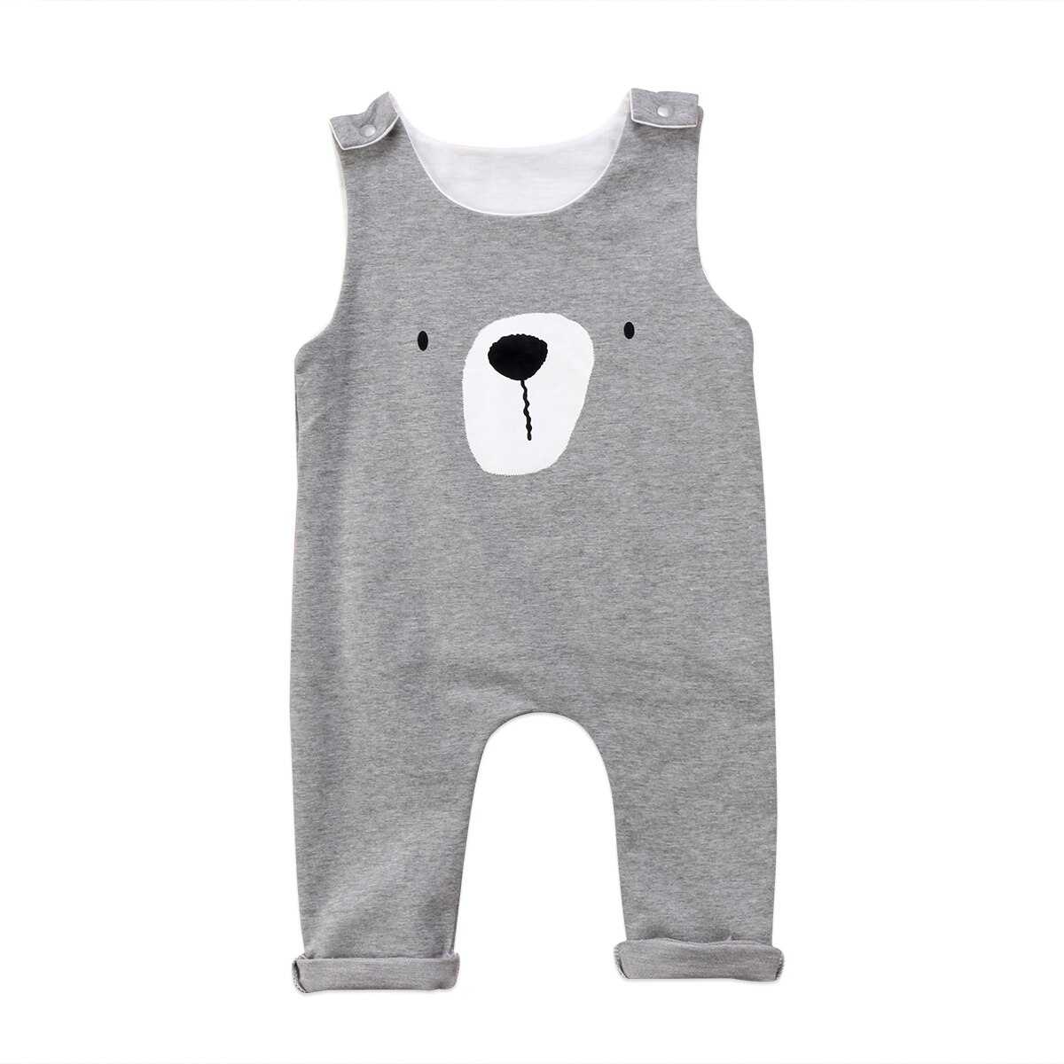 ¡OFERTA de otoño e invierno! Mono sin mangas con dibujo de oso para bebé, niño y niña, ropa de algodón, conjunto de traje informal bonito.: Gris / 6 meses