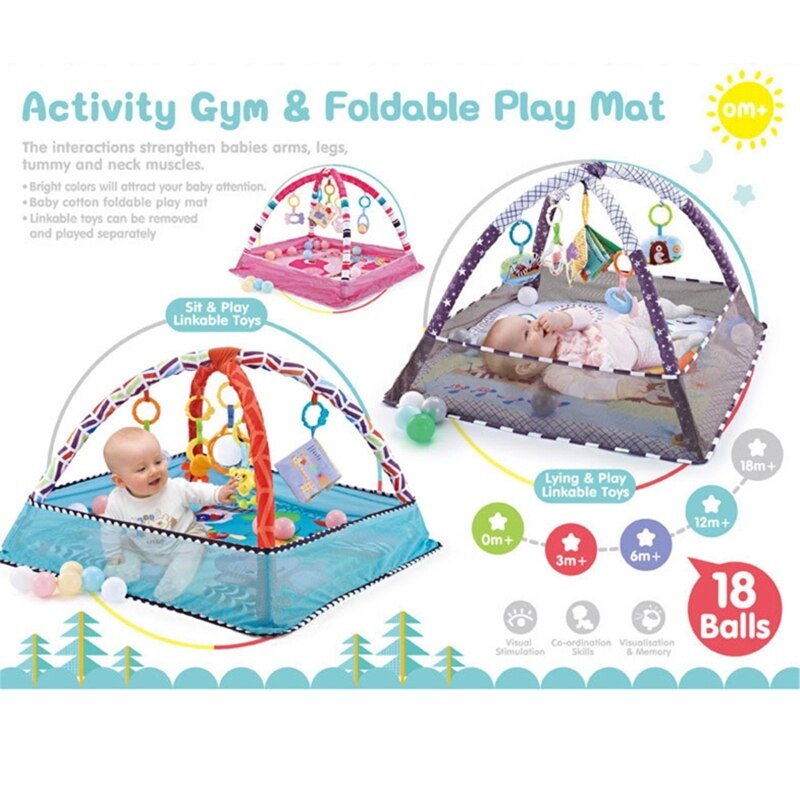 3 In 1 Baby Fitness Frame Pompoen Muur Speelkleed Baby Gym Speelgoed Zachte Verlichting Rammelaars Piano Musical Educatief Speelgoed