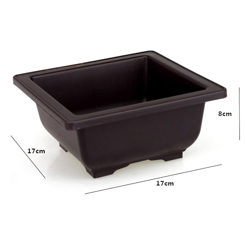 Maceta de plástico para flores, cuenco cuadrado para bonsái, para guardería, cuenco rectangular de imitación, 1 unidad: SL