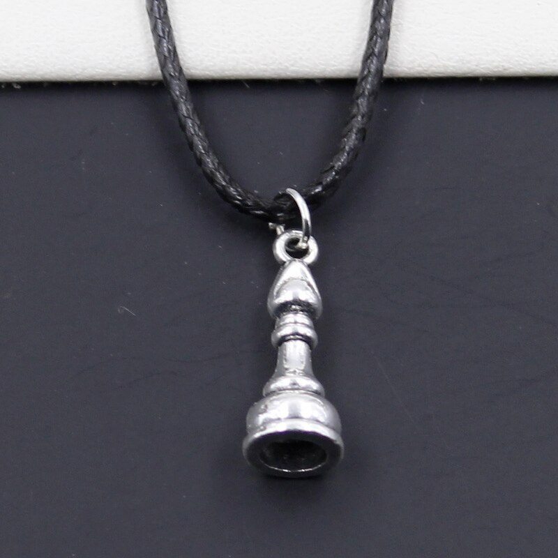 Nuovo Nero del Cavo di Cuoio Del Choker Re Degli Scacchi Queen Rook Cavaliere Vescovo Pegno di Fascino FAI DA TE Collana Del Pendente Tibetano Dropshipping: bishop 20x8mm