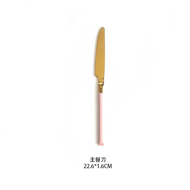 Gold Pink European Dinnerware Knife Spoon Fork 304 Stainless Steel Western Cutlery Kitchen Food Tableware Dinner Set: knife