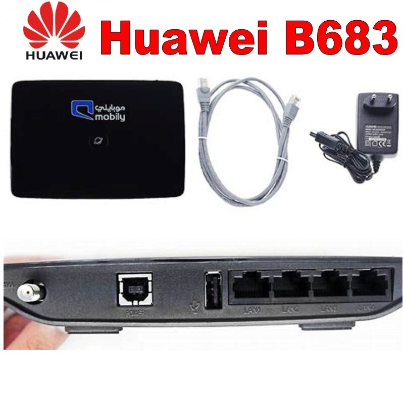 Ulåst huawei  b683 med antenne 28 mbps trådløs router wps home gateway 3g umts hspa + wcdma sim-kort slot wifi