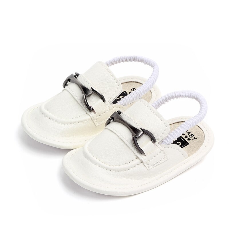Dalemoxu baby drenge piger pu læder hjemmesko toddler spædbarn afslappede sko blød sål skridsikre hjemmesko til 0-18m: Hvid / 13-18 måneder