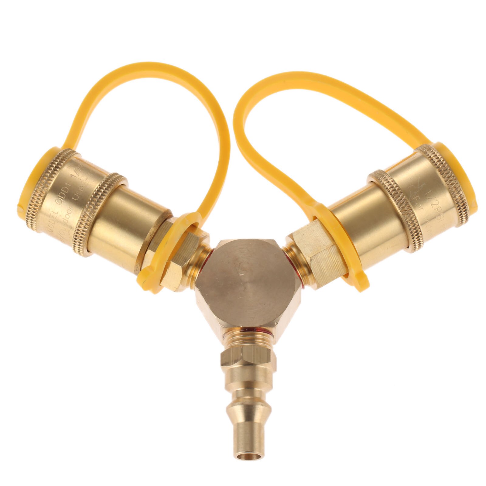 1/4inch RV Propane Quick Connect 2-way Y Splitter Adapter RV Trailer Heavy-duty Solid Brass Hose Joint Motorhome Tabletop Grill