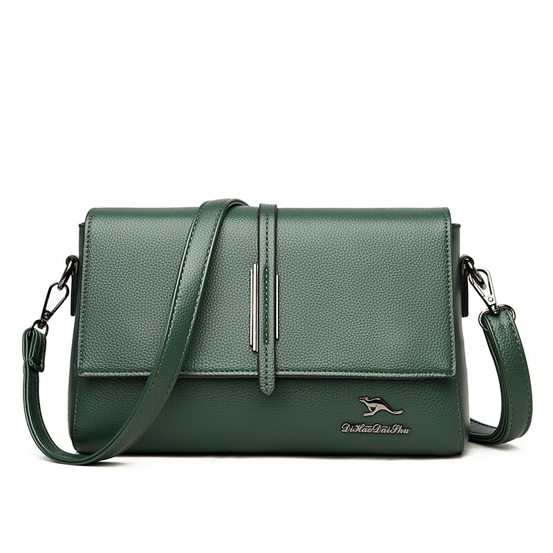 Oude Tang Effen Kleur Pu Lederen Schoudertas Crossbody Tas Voor Vrouwen Herfst En Winter Mode Vrouwelijke Handtassen Sac Een belangrijkste: Green