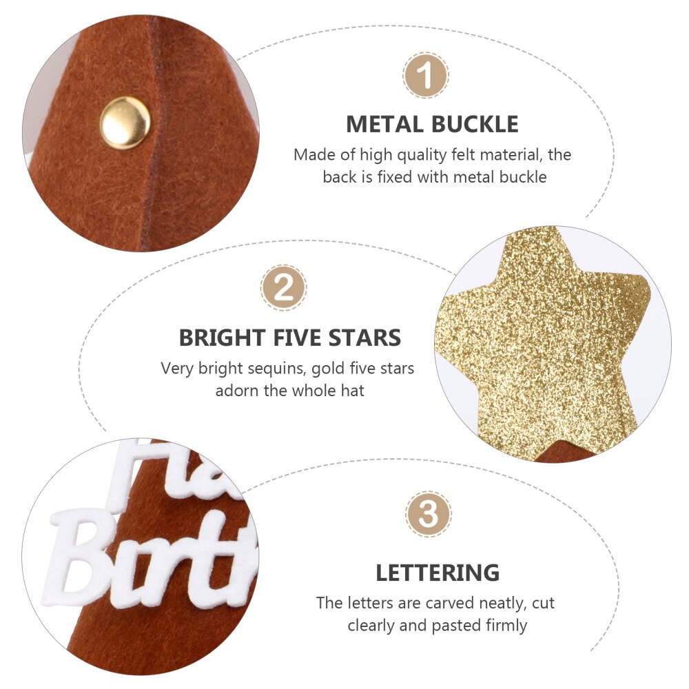 1Pc Decorative Birthday Hat Birthday Felt Hat Birthday Headdress Birthday Cap Adorable Party Hat for Banquet Party Birthday