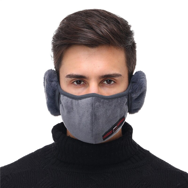 Winter Men Earmuff Mouth Cover Outdoor Men Muffler Earmuffs Breathable Windproof Men Riding Face Mouth Ear Warmer Earlap