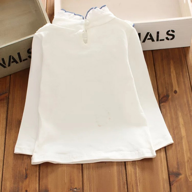 primavera Otoño de manga larga de las muchachas Tops camisa básica blanca de encaje de la escuela chica blusa Camisa de algodón niños ropa de 18M-13Y DQ953