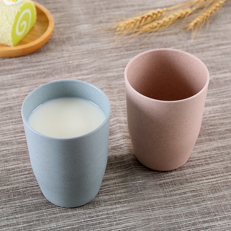 Taza de té de paja de trigo de plástico, taza de plástico ecológica para café, té, leche, bebida, taza de cepillo de dientes para baño y cocina