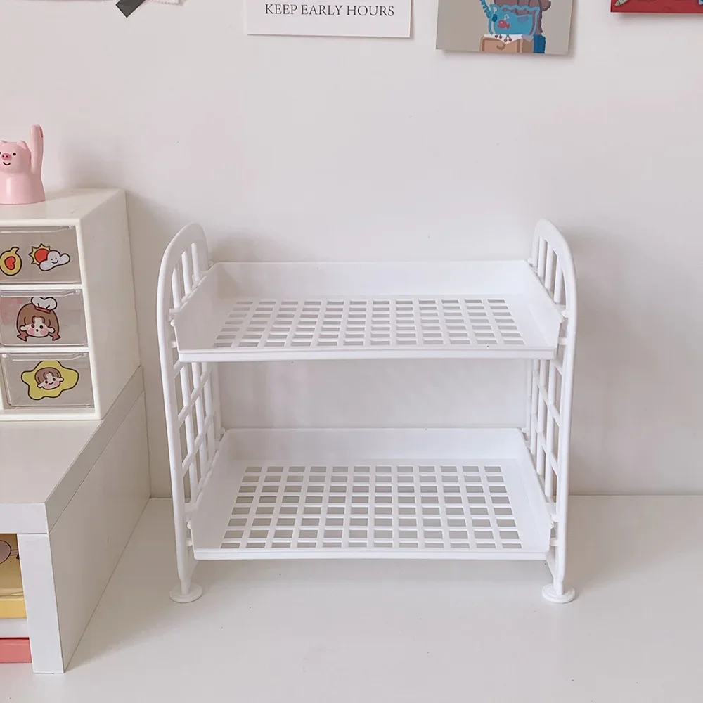 Prateleiras flutuantes dobráveis de 2 camadas para parede, organizador de casa, prateleiras de armazenamento de esponja, papelaria, organizador de mesa simples: Preto