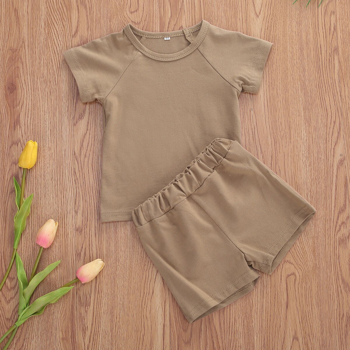 Kids Baby Jongens 2-Delige Outfit Set Zomer Mode Korte Mouw Effen Kleur Top En Shorts Set 1-5Years