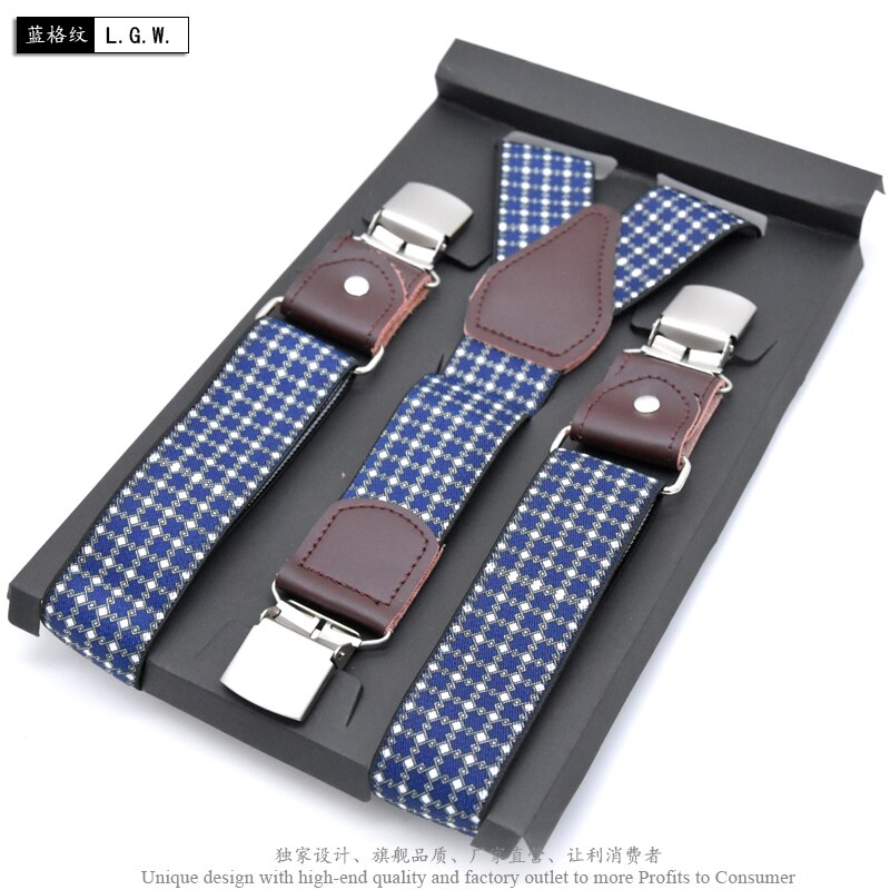 Men&#39;s Suspenders Leather Suspender Men Casual Suspensorios Trousers Strap 3.5*120cm For Dad Tirantes: L.G.W 9401