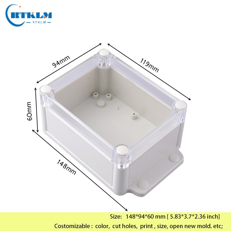Waterproof project box plastic electronic junction box wall mount plastic enclosure abs diy outdoor Housing box 148*94*60mm