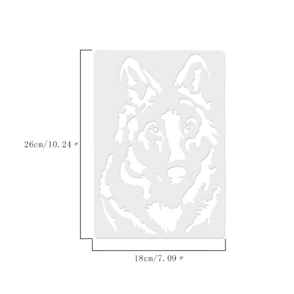 5pcs Multifunctional Chic Hollow out Plastic Wolf Pattern Painting Stencil Friends Co-worker Family