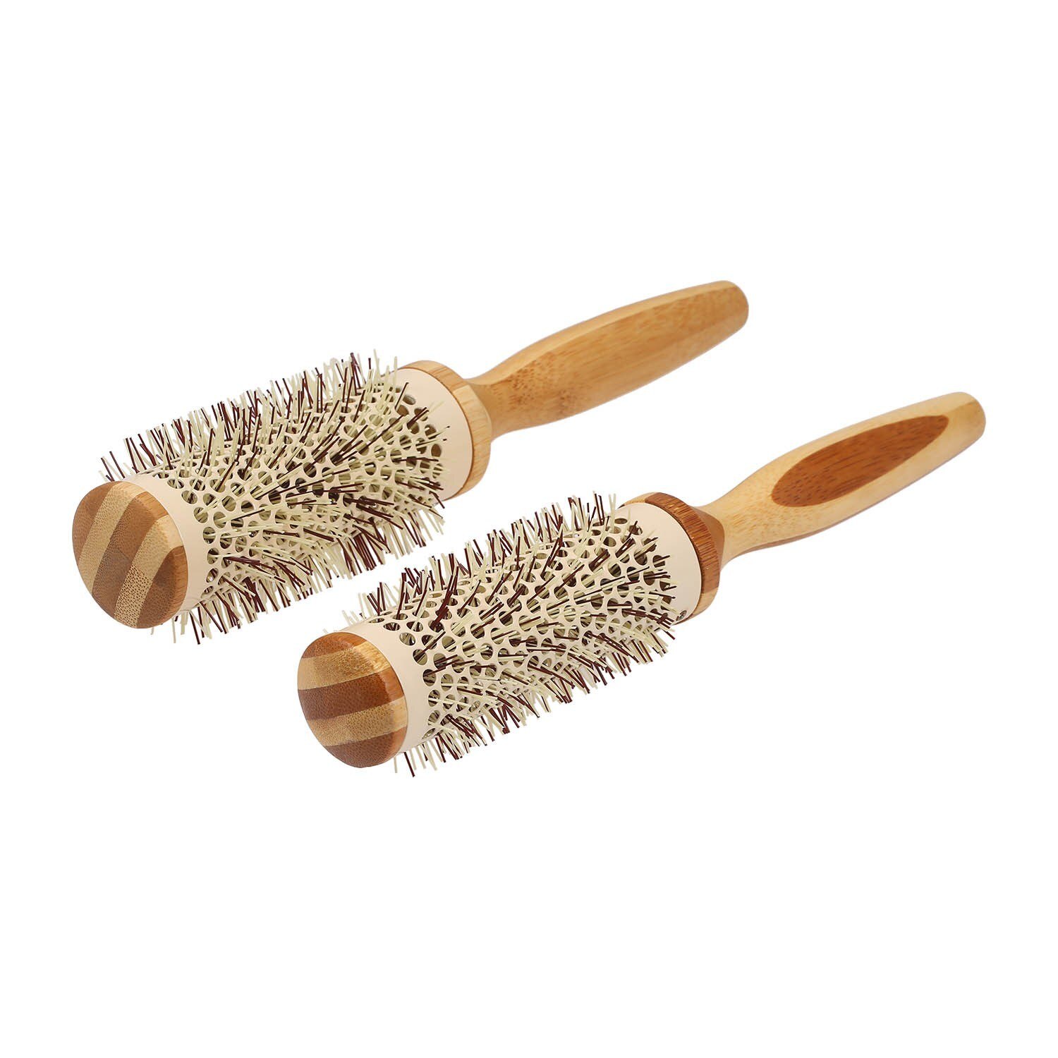 Cepillo de madera Natural con cerdas de nailon, secador de pelo redondo, estilismo