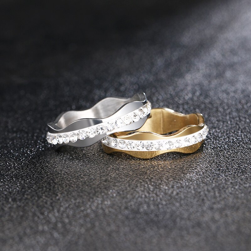 Dotifi 316l rustfrit stål ringe til kvinder guld og sølv farve savtand forlovelsesring smykker
