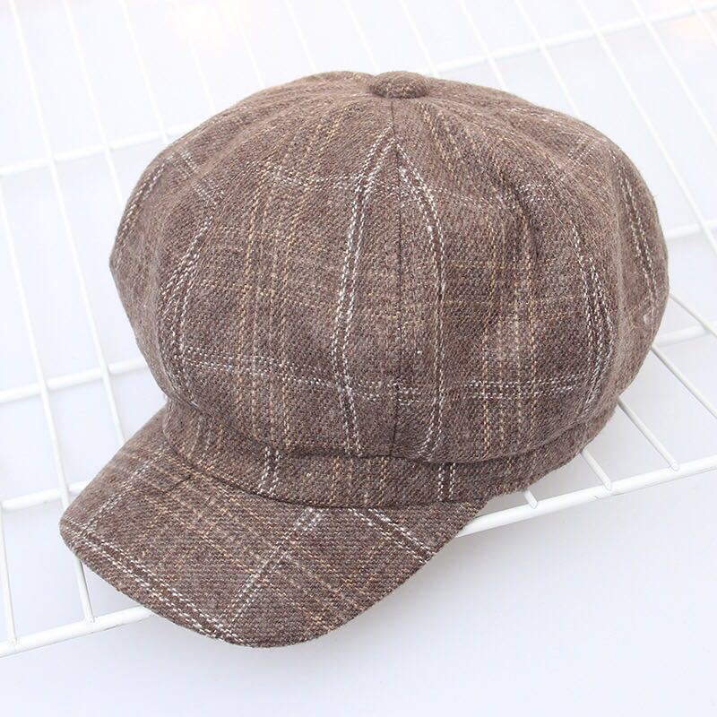 Quiosco gorra mujer Otoño Invierno octogonal gorras artista pintor sombreros para hombres y mujeres boina de cuadros gorra Casual