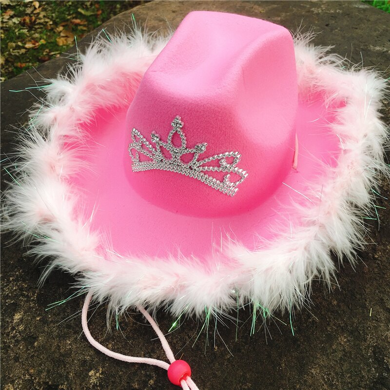 Costume Pink Tiara Cowboy Hat Pink Cowboy Hat DexQur Women's