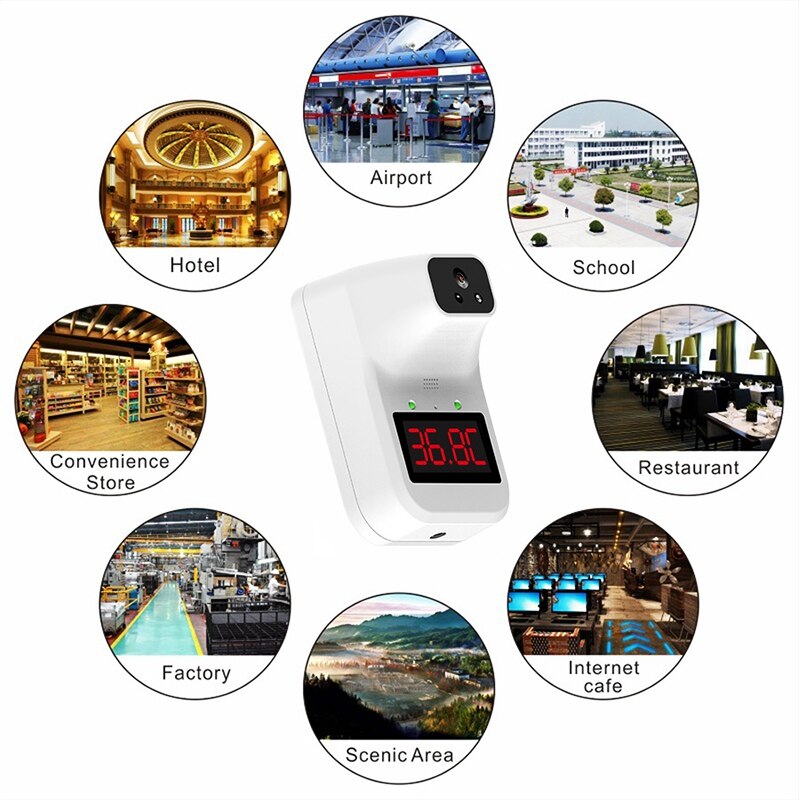 K3- plus wandgemonteerde infraroodthermometer met digitaal display, contactloos - statiefbevestiging
