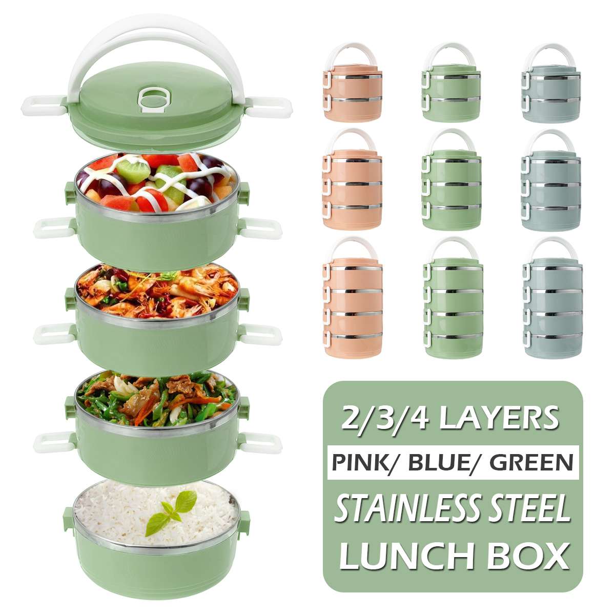 2/3/4 Lagen 304 Roestvrij Staal Japanse Lunchbox Thermische Voor Voedsel Draagbare Lunchbox Voor Kinderen Picknick Kantoormedewerkers school
